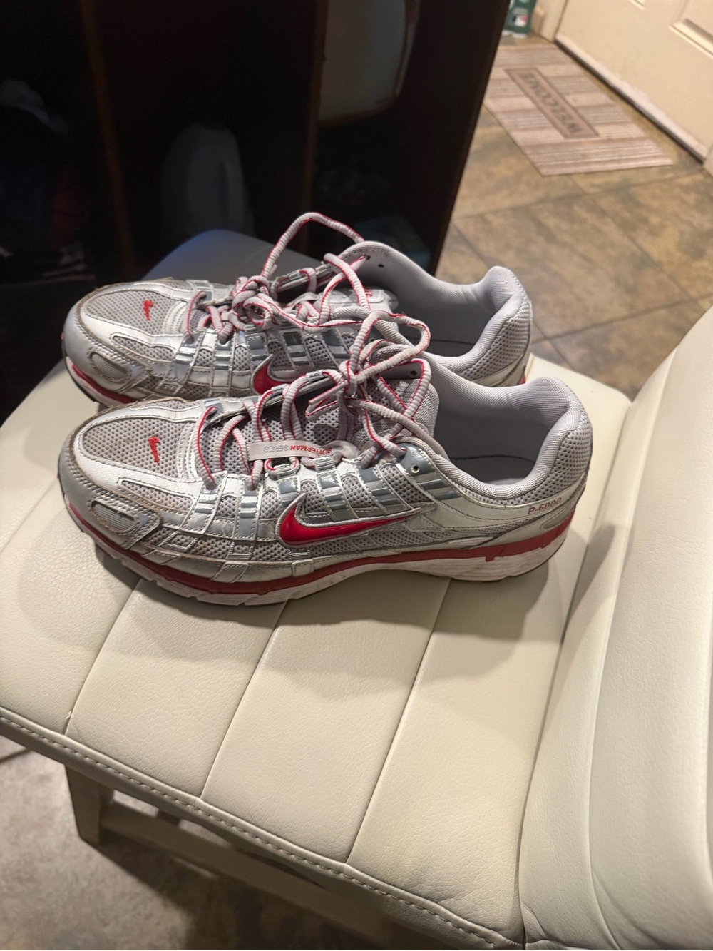 Nike Silver and Red Men’s Athletic Sneakers